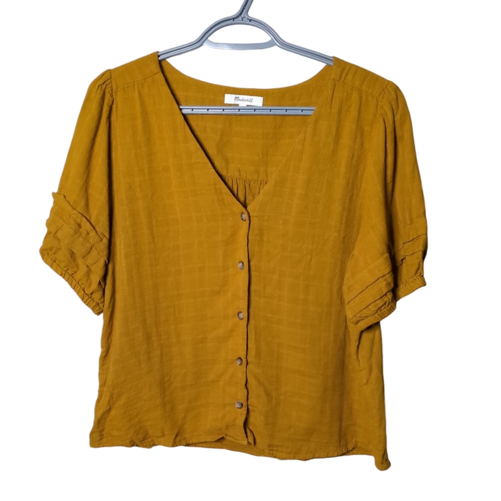 MADEWELL Pembroke Cotton Top In Bronzed Lichen Size Large